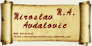 Miroslav Avdalović vizit kartica